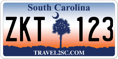 SC license plate ZKT123