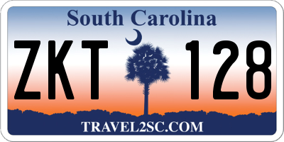 SC license plate ZKT128