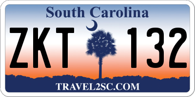 SC license plate ZKT132