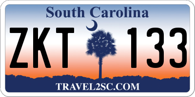SC license plate ZKT133