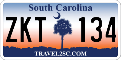 SC license plate ZKT134