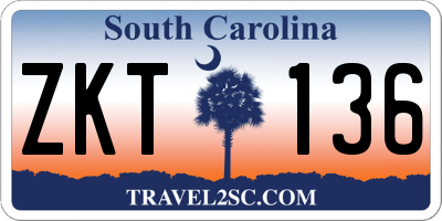 SC license plate ZKT136