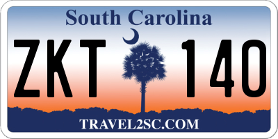 SC license plate ZKT140