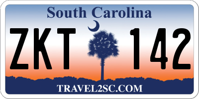 SC license plate ZKT142