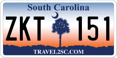 SC license plate ZKT151