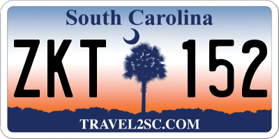 SC license plate ZKT152