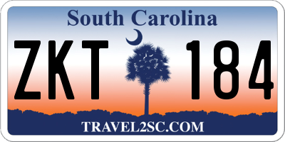 SC license plate ZKT184