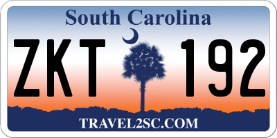 SC license plate ZKT192