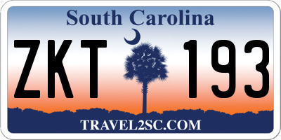 SC license plate ZKT193