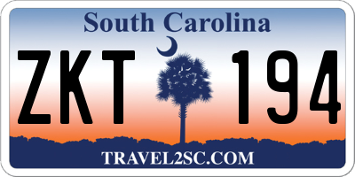 SC license plate ZKT194