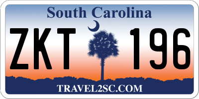 SC license plate ZKT196