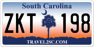 SC license plate ZKT198