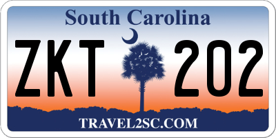SC license plate ZKT202