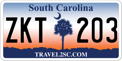 SC license plate ZKT203