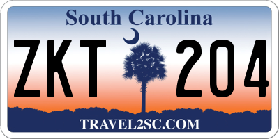 SC license plate ZKT204