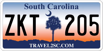 SC license plate ZKT205