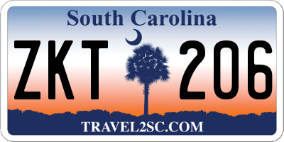 SC license plate ZKT206
