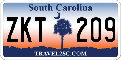 SC license plate ZKT209