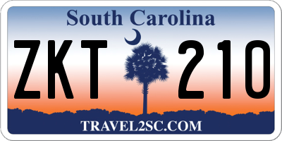 SC license plate ZKT210