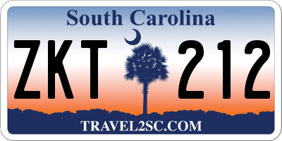 SC license plate ZKT212