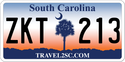 SC license plate ZKT213