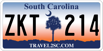 SC license plate ZKT214