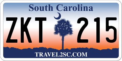 SC license plate ZKT215