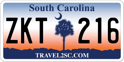 SC license plate ZKT216