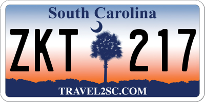 SC license plate ZKT217