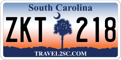 SC license plate ZKT218