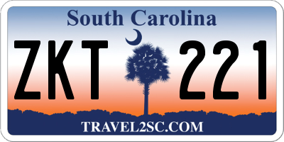 SC license plate ZKT221