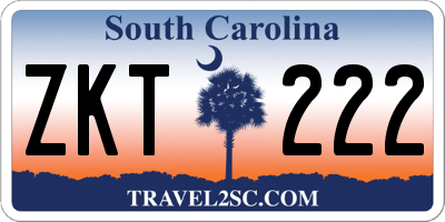 SC license plate ZKT222