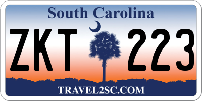 SC license plate ZKT223