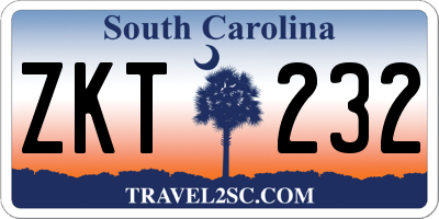 SC license plate ZKT232