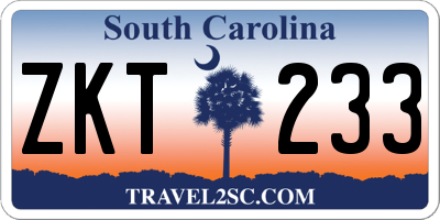 SC license plate ZKT233