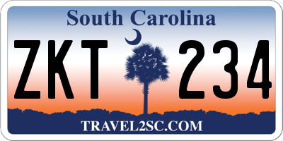 SC license plate ZKT234