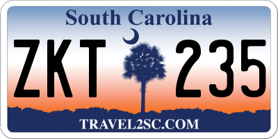 SC license plate ZKT235