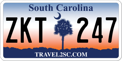 SC license plate ZKT247