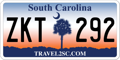SC license plate ZKT292