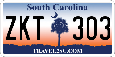 SC license plate ZKT303