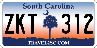 SC license plate ZKT312