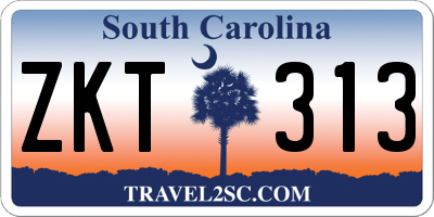 SC license plate ZKT313