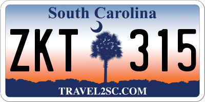 SC license plate ZKT315