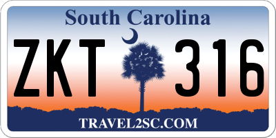 SC license plate ZKT316