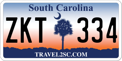 SC license plate ZKT334