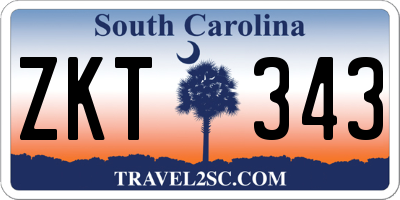 SC license plate ZKT343