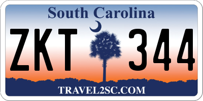 SC license plate ZKT344