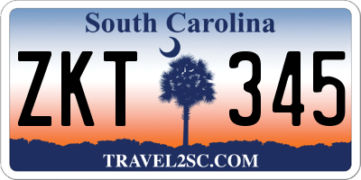 SC license plate ZKT345