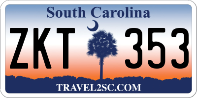SC license plate ZKT353