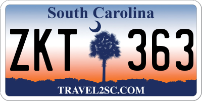SC license plate ZKT363